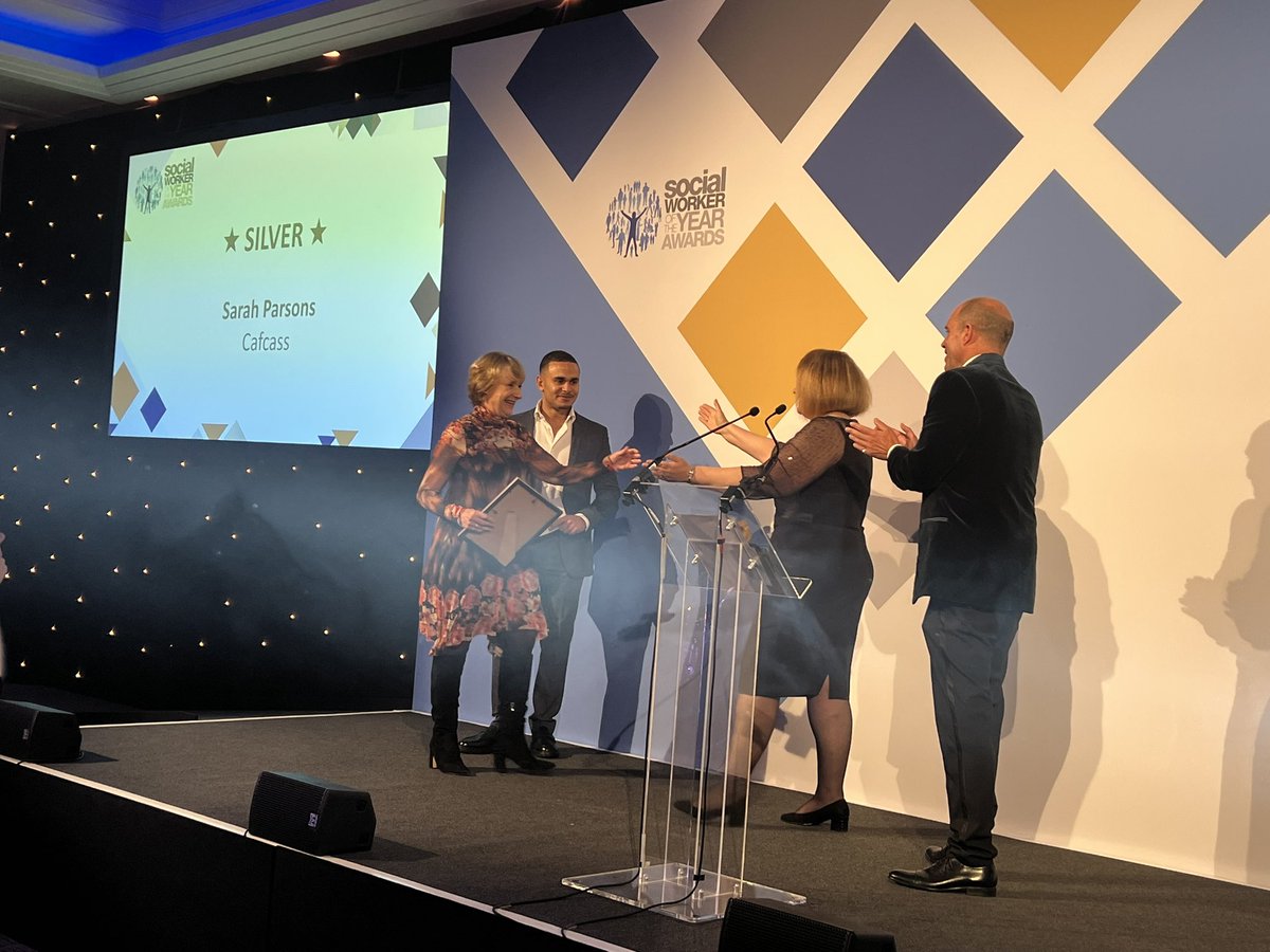 #SWa2023 <a href="/MyCafcass/">Cafcass</a> <a href="/JackyTiotto/">jacky tiotto</a> 
Sarah Parsons - Cafcass principal social worker &amp; deputy director of improvement - went and won the silver award for lifetime achievement . Privilege to know &amp; work with you everyday - and look at our board chair - sally Cheshire presenting xxxx