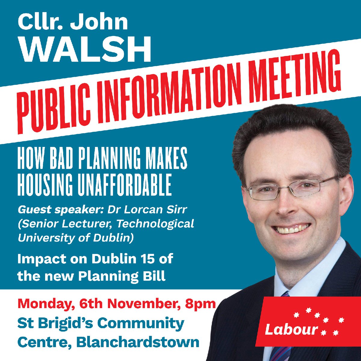 John Walsh (@johnwalshdwest) on Twitter photo Have your say on planning in Dublin 15 - public meeting next Monday in Blanchardstown village. Looking forward to analysis of proposed Planning and Development Bill by <a href="/lorcansirr/">Lorcan Sirr</a> Bad planning leads to unaffordable housing and fails to deliver sustainable communities. <a href="/labour/">The Labour Party Ireland</a> Have your say on planning in Dublin 15 - public meeting next Monday in Blanchardstown village. Looking forward to analysis of proposed Planning and Development Bill by <a href="/lorcansirr/">Lorcan Sirr</a> Bad planning leads to unaffordable housing and fails to deliver sustainable communities. <a href="/labour/">The Labour Party Ireland</a>