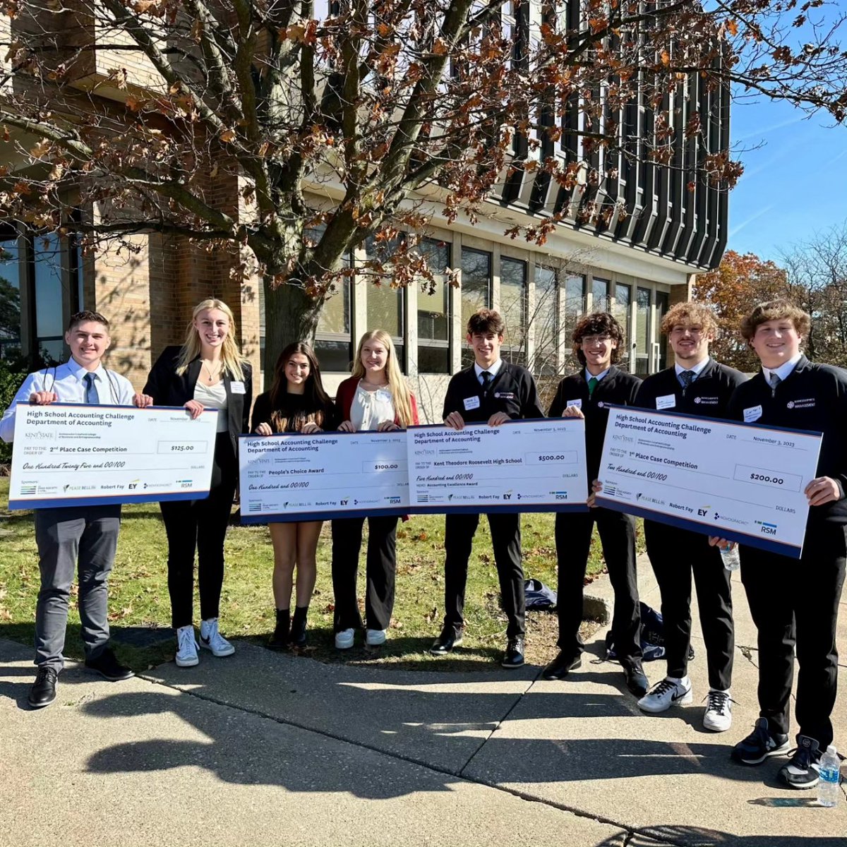 KentSchoolsCTE's tweet photo. Kent Business and Sports Management won 1st and 2nd place, and the Peoples Choice Award, @ Kent State College of Business Competition today!  Way to represent!  @KentSchools @KentState @THSCounselors @CFHS_Counseling @HudHSGuidance @SMFHScounseling @SMFSchools @sixdistrictCTE https://t.co/tgVP4Gf8yg