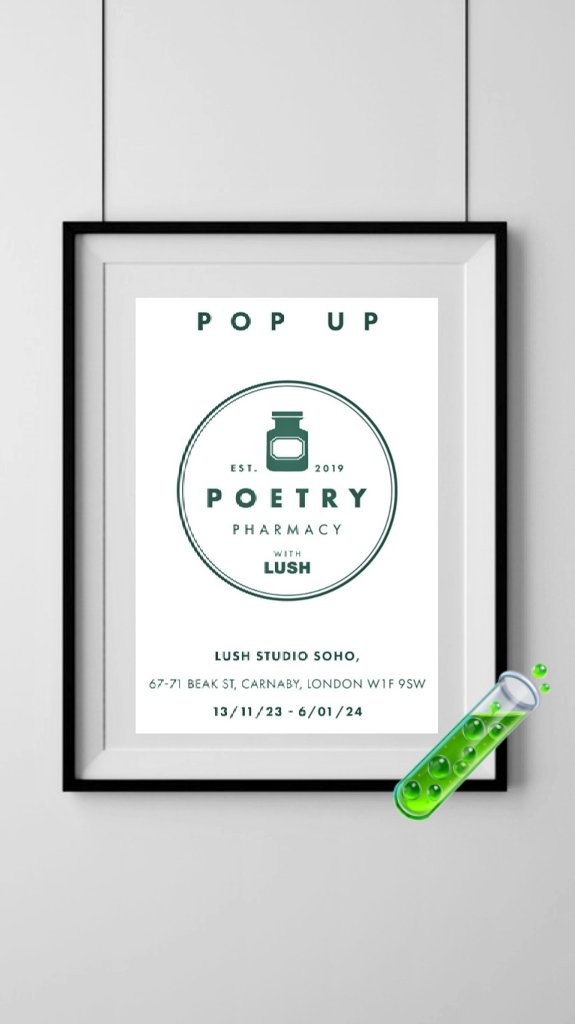 emergencypoet's tweet image. Here are the details of our @lush collaboration. 
Come and find us in Soho from the 13th...
Just off Carnaby Street.
#poetrypharmacycomestolondon #poetryasmedicine #poetrylush