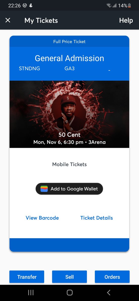 One 50 cent standing ticket for Dublin the 6th!! Paid €100 just wanting to sell for less as I can't attend. Will transfer via ticketmaster itself x #ticketfairy #50cent