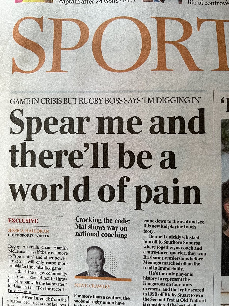 McLennan: “I get a weird strength from the situation because no one believes that rugby can be saved.” Perhaps Hamish, no one believes it can be saved by you…