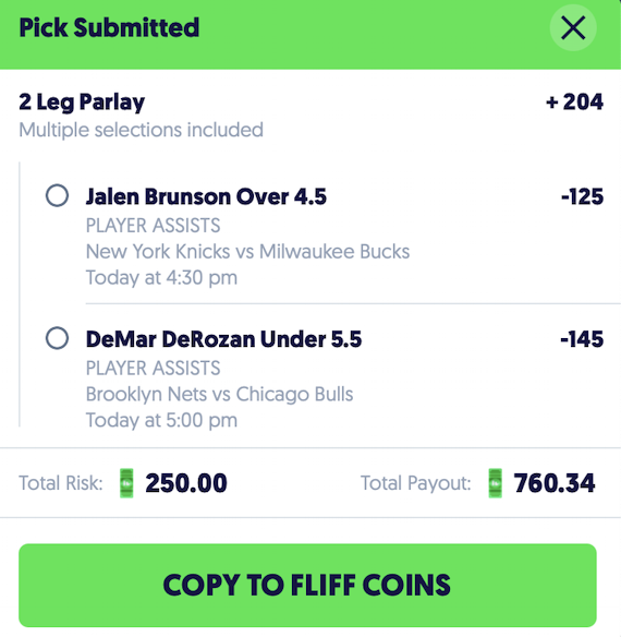 EVBettors's tweet photo. $250 -> $760.34 🎯

Pick #1 - Brunson over 4.5 Assists from the Positive EV Tool: https://t.co/mo7fzrRuRR

Fliff is pricing this @ -125 odds. Every other book has ripped Brunson's over to being a much bigger favorite:
1) Caesars -160 favorite (-133 "fair" or "true" odds with the vig removed)
2) FanDuel -144 favorite to go over
etc

Clear value on Fliff @ -125, hammer it 🔨

Last 5 charts are useless. Everything is baked into the market (e.g. the odds sportsbooks are putting out). Injuries, lineup changes, sharp action, etc.

If all the sharps are hammering Brunson's over, then books will move odds towards the over. They're not fucking stupid
