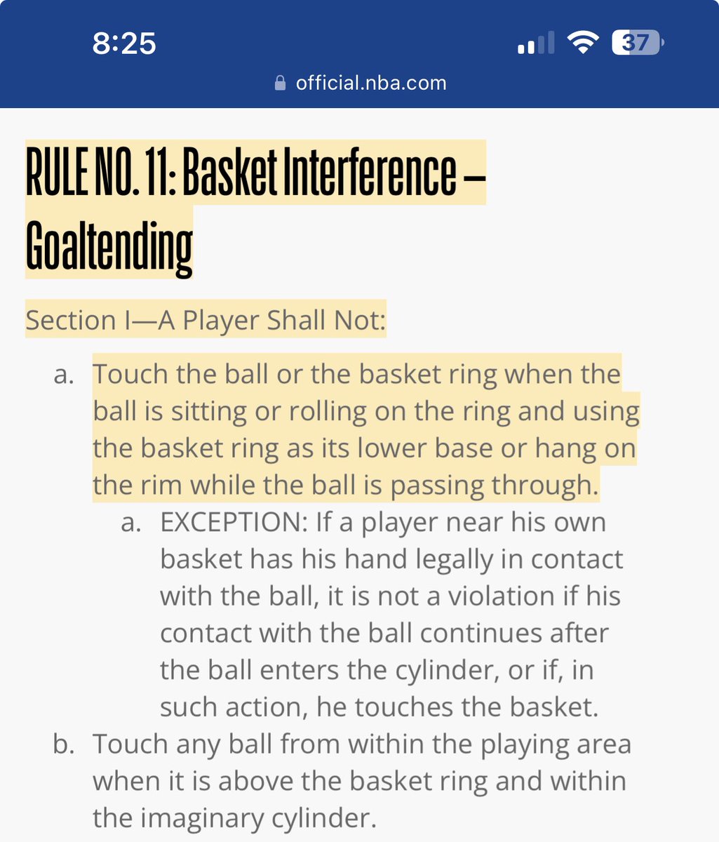 mgfg21's tweet photo. @_smarttakes_ @BleacherReport Now I don’t know if this is right but this is my best interpretation. In section a it says “touch the ball when ball is sitting or rolling on the ring” if you look closely, Draymond touches the rim when the ball is in the air, meaning it has no affect on the ball. My best guess https://t.co/TpDk0clMny