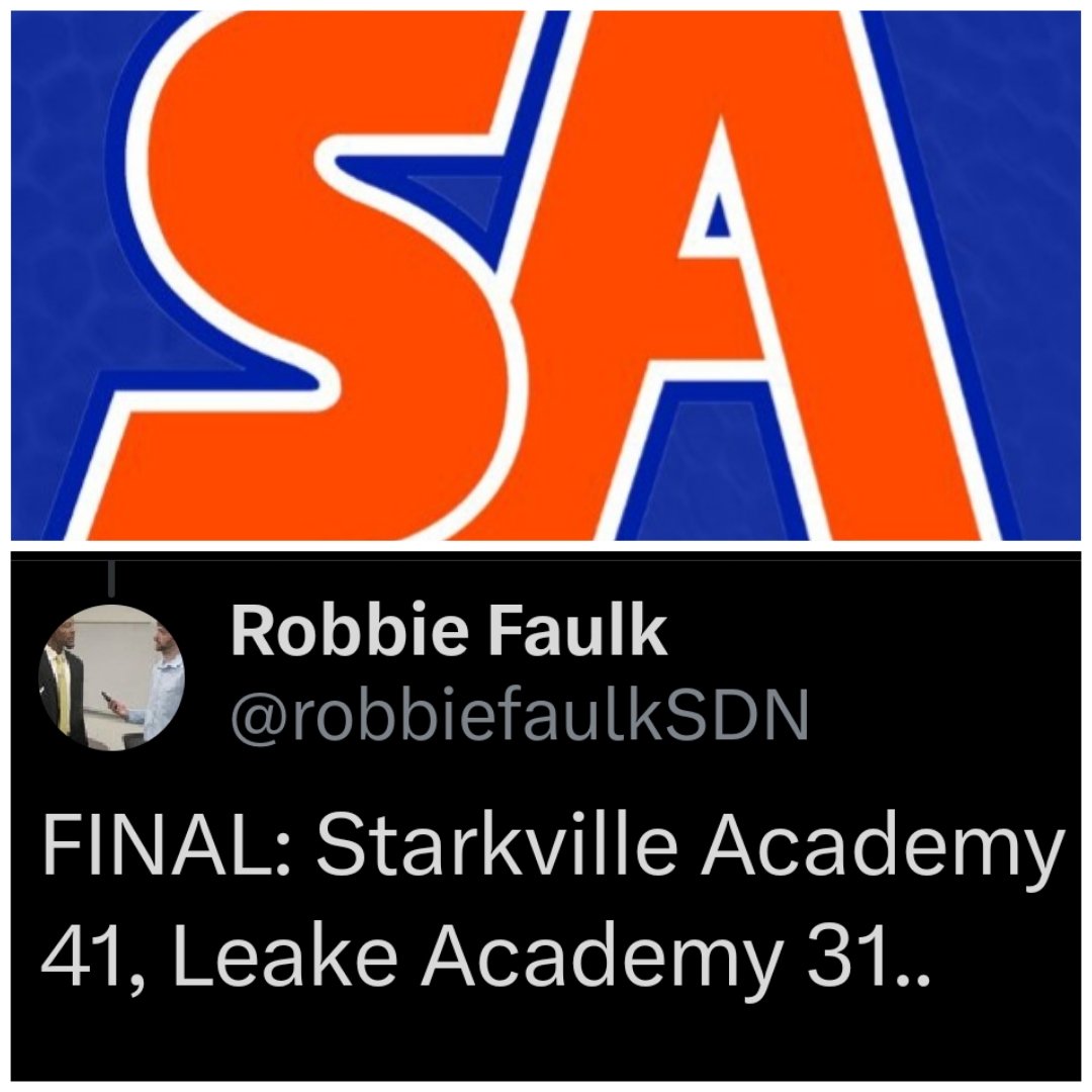 Big win tonight for <a href="/gosavols/">Starkville Academy</a> <a href="/robbiefaulkSDN/">Robbie Faulk</a>