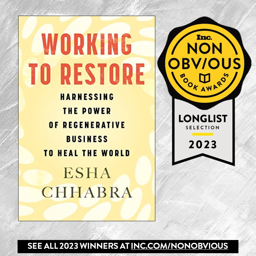 Rohit Bhargava (@rohitbhargava) on Twitter photo We've selected Working to Restore for the 2023 Non-Obvious Book Award Longlist! Congratulations to <a href="/esh2440/">Esha Chhabra</a>, and the entire team at <a href="/BeaconPressBks/">Beacon Press</a>. @non_obvious #nonobvious #incmagazine We've selected Working to Restore for the 2023 Non-Obvious Book Award Longlist! Congratulations to <a href="/esh2440/">Esha Chhabra</a>, and the entire team at <a href="/BeaconPressBks/">Beacon Press</a>. @non_obvious #nonobvious #incmagazine
