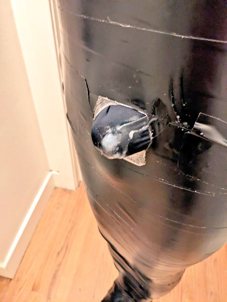 Submitting to <a href="/tieguywyo/">tieguyWYO ➡️CLAW,IML,MIR</a> for the suspended mummy treatment. 4 orgasms and 2 hours later is when he let me out and I put him through the same treatment (see my other posts for that!)