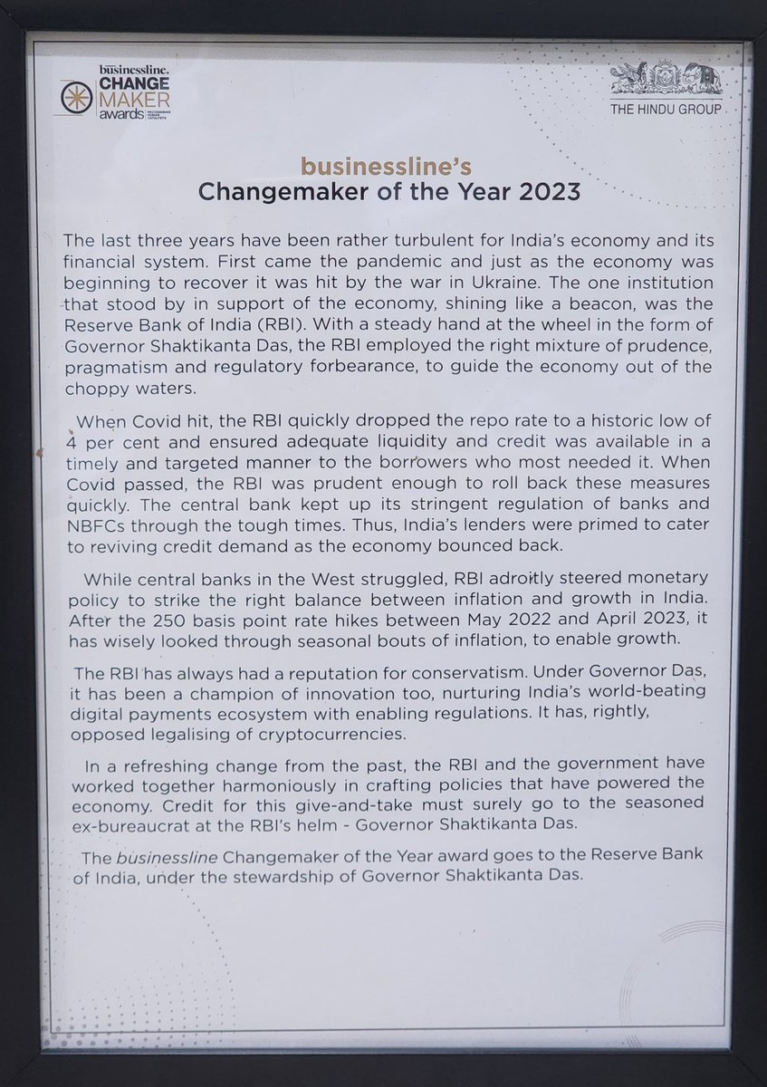 ReserveBankOfIndia (@rbi) on Twitter photo Reserve Bank of India is honoured to receive the Changemaker of the Year 2023 award from The Hindu businessline <a href="/businessline/">businessline</a>. Governor <a href="/DasShaktikanta/">Shaktikanta Das</a> received the award on behalf of RBI from Shri R K Singh <a href="/OfficeOfRKSingh/">Office of R.K. Singh</a>, Hon’ble Union Minister of Power & New and Renewable Reserve Bank of India is honoured to receive the Changemaker of the Year 2023 award from The Hindu businessline <a href="/businessline/">businessline</a>. Governor <a href="/DasShaktikanta/">Shaktikanta Das</a> received the award on behalf of RBI from Shri R K Singh <a href="/OfficeOfRKSingh/">Office of R.K. Singh</a>, Hon’ble Union Minister of Power & New and Renewable