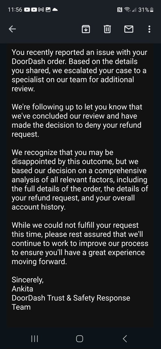ActualSpook's tweet photo. wild how @doordash has official policies in place discouraging people from reporting food safety issues https://t.co/UdCadGxoJq
