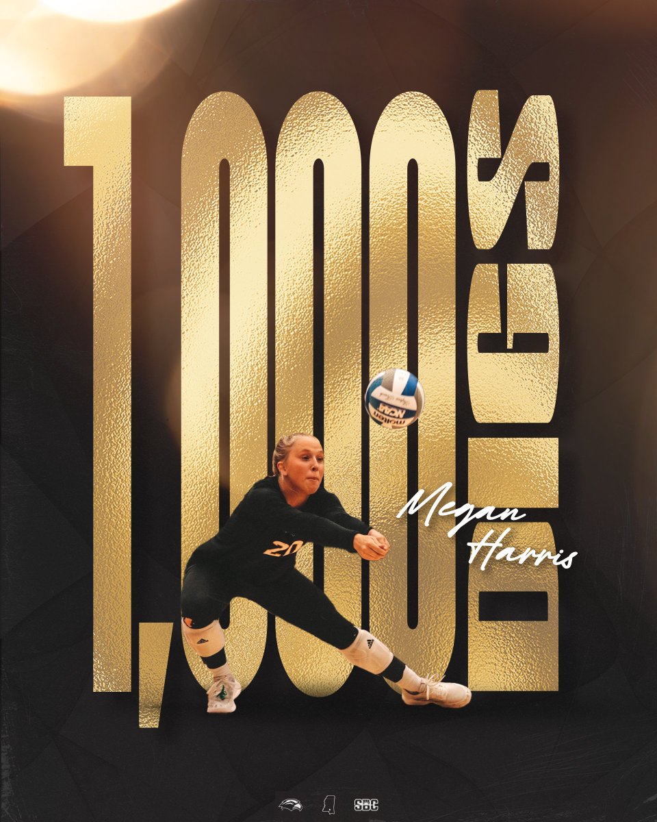 SouthernMissVB's tweet photo. 𝟭,𝟬𝟬𝟬 𝗖𝗮𝗿𝗲𝗲𝗿 𝗗𝗶𝗴𝘀 🏆

Libero Megan Harris becomes the 18th Golden Eagle in program history to reach 1,000 career digs!

#SMTTT https://t.co/CatbHKxY8p
