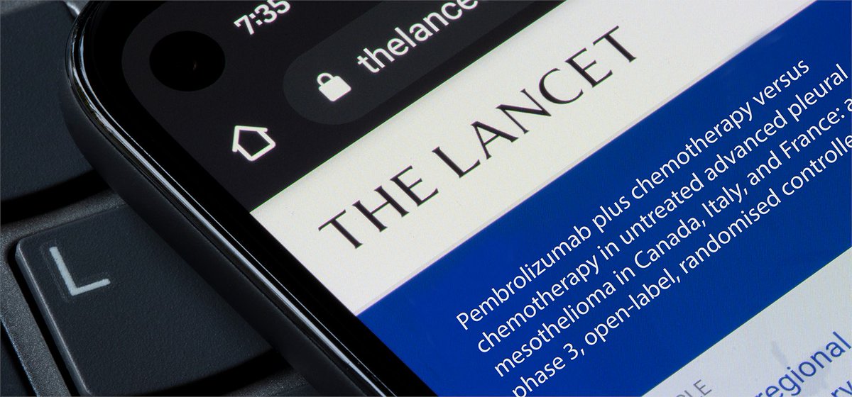 #CCTG IND227 trial results published in <a href="/TheLancet/">The Lancet</a> concludes that the addition of pembrolizumab to platinum–pemetrexed improved overall survival in patients with #pleural #mesothelioma
thelancet.com/journals/lance…