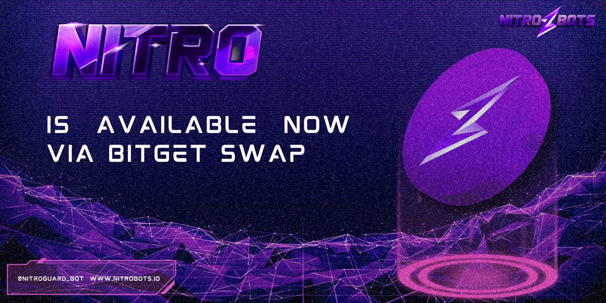 Hello Nitro users,

 We are thrilled to announce that $NITRO is now listed on <a href="/bitgetglobal/">Bitget</a> Swap. As an established cryptocurrency trading exchange, Bitget is dedicated to providing users with the premier DeFi trading experience.

bitget.com/swap