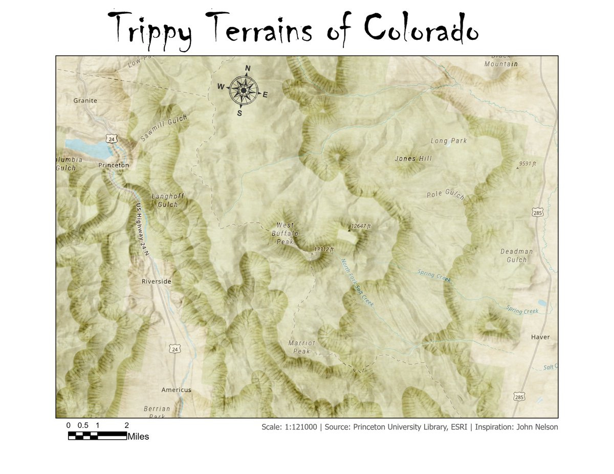 Radhika99473352's tweet image. #30DayMapChallenge  Day 2: Line Showing contour lines of Colorado using terraced elevation effect P.S.: I could not complete it yesterday due to school works unfortunately. I am optimistic about maintaining this daily commitment. #contourlines #cartography #arcgispro #linemap