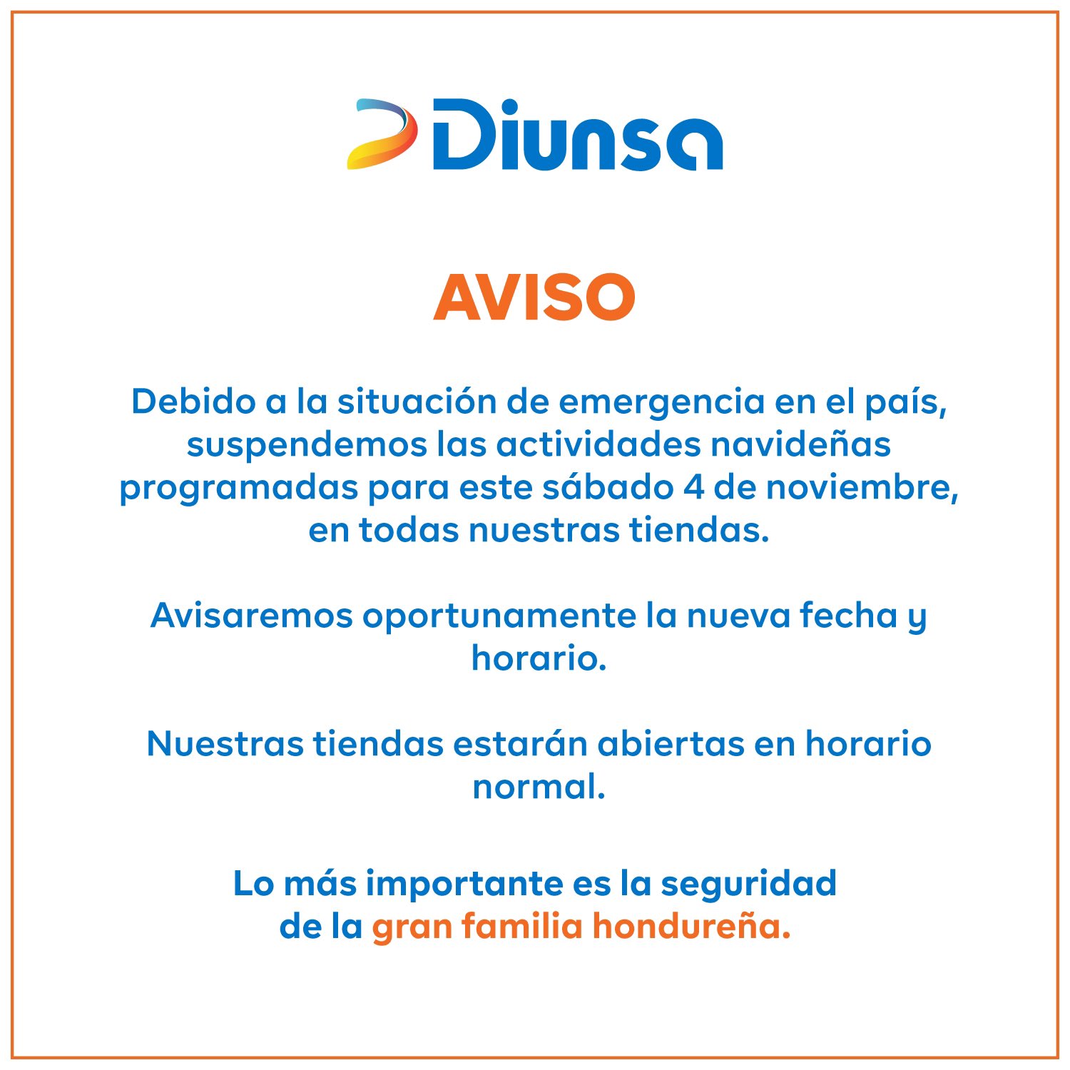 Diunsa on X: ¡Aviso importante sobre nuestras actividades navideñas! 🚨   / X