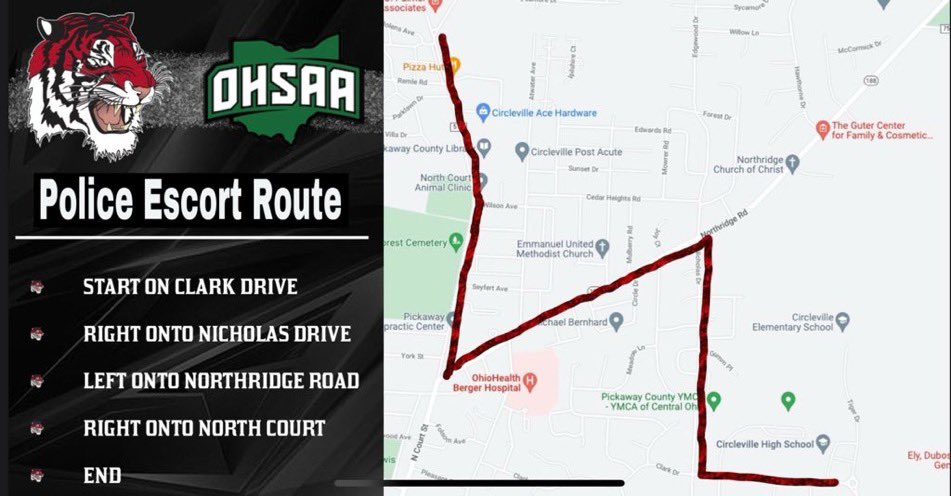 Circleville Athletics (@athletics_cv) on Twitter photo TOMORROW, Maddux Bigam is heading to the OHSAA State Cross Country Meet at Fortress Obetz. A police escort out of town for Maddux will begin at 9:15 AM. Find a spot along the route and support Maddux as she heads to State!
<a href="/CHSTigerPride/">Circleville HS</a> <a href="/CirclevilleCity/">Circleville City Schools</a> <a href="/CHSTigerXC/">Circleville HS XC</a> TOMORROW, Maddux Bigam is heading to the OHSAA State Cross Country Meet at Fortress Obetz. A police escort out of town for Maddux will begin at 9:15 AM. Find a spot along the route and support Maddux as she heads to State!
<a href="/CHSTigerPride/">Circleville HS</a> <a href="/CirclevilleCity/">Circleville City Schools</a> <a href="/CHSTigerXC/">Circleville HS XC</a>
