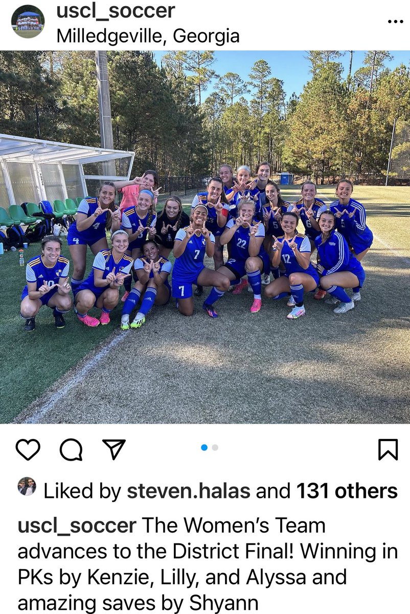 uscl_soccer's tweet photo. What a game and battle today by the ladies vs Georgia Military.  Tied 1-1 after regulation and OT…. And we nail our PKs and Shyann steps up huge.  We now Advance to the District finals tomorrow at 2pm vs Eastern Florida. https://t.co/RFeEnLRM59