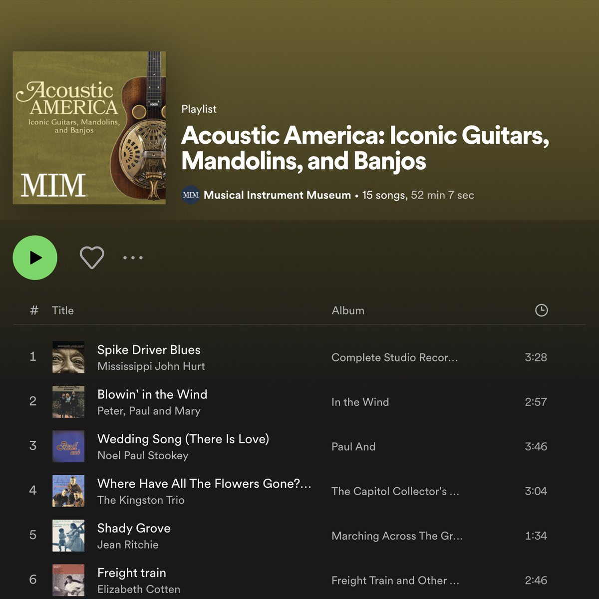 Acoustic America: Iconic Guitars, Mandolins, and Banjos opens November 10! Enjoy the @Spotify playlist we curated, which features artists represented in the exhibition, including @David_Grisman, Alison Brown (@AlisonOnBanjo), and @JakeShimabukuro: spoti.fi/3StHnGy 🎧