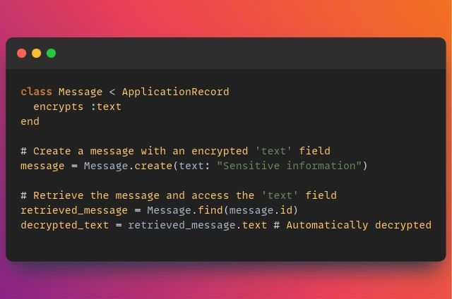 daniyal_dev's tweet image. Rails 7 'encrypts' method simplifies data security: add to the model, select fields for encryption, and auto-handles encryption on changes and decryption on retrieval. Enhances security, and reduces code complexity.
#Rails7 #DataSecurity