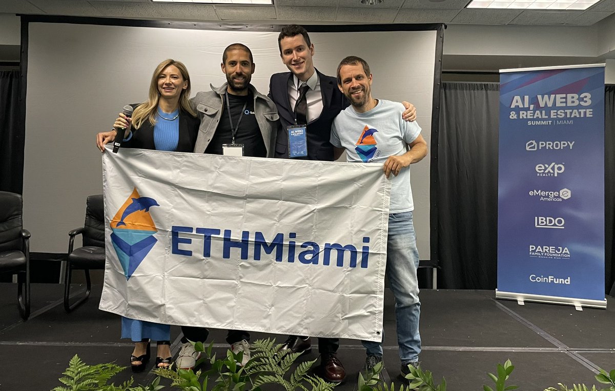 EthMiami's tweet photo. Awards ceremony for one of the top ETHMiami 2023🐬project @ MDC. Congrats Tad Duval and @patrickbdevaney from @blockchainatfiu winning 🏆 from @PropyInc. 

#ethmiami @NataliePropy @melmedina305 @VentureMiami @AntonioDelgad9 @coinfund @eMergeAmericas https://t.co/OQvq4mZmyf