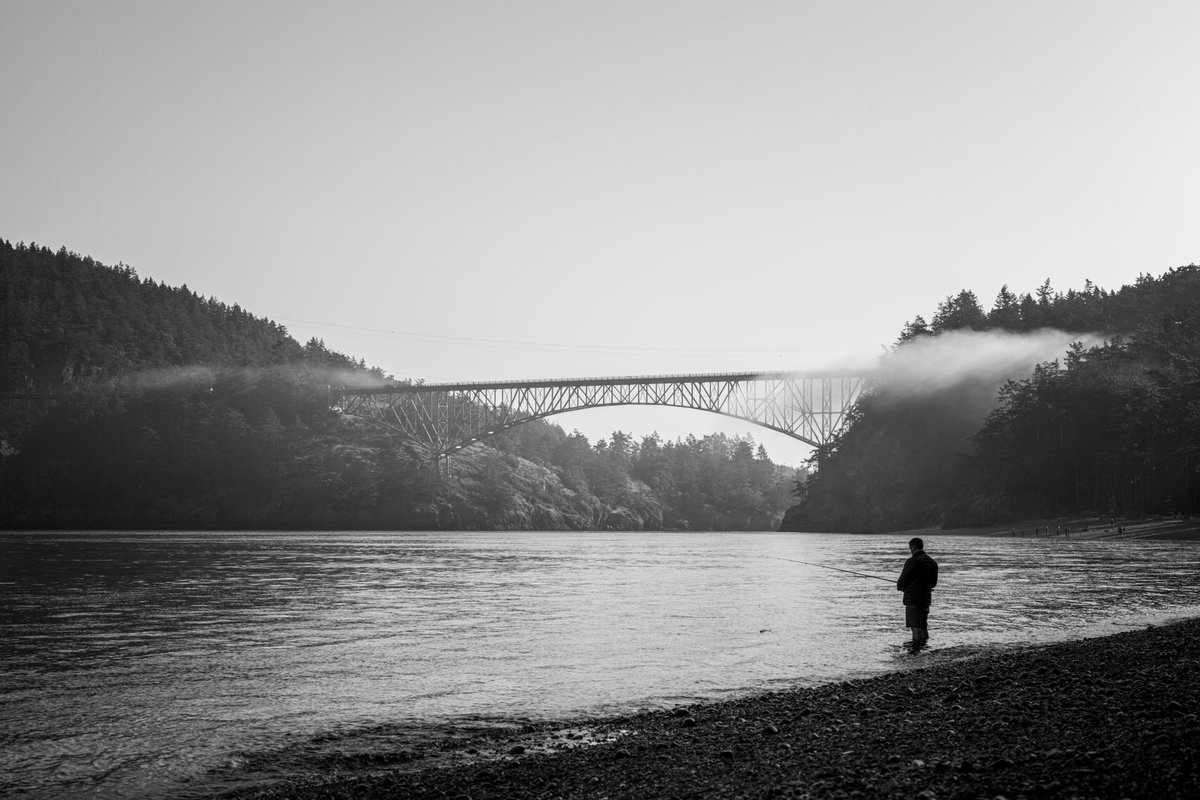 Wade into the calm waters of Deception Pass. #WA #Washington #WAWX #DeceptionPass #Deception #Pass #WhidbeyIsland #Whidbey #Island #Anecortes #Fisherman #Fishing #Hiking #Hikes #Trail #Trails #Hike #Fog #ShotOnCanon ⁦@CanonUSAimaging⁩ #Photography 📸 fineartamerica.com/featured/fishe…