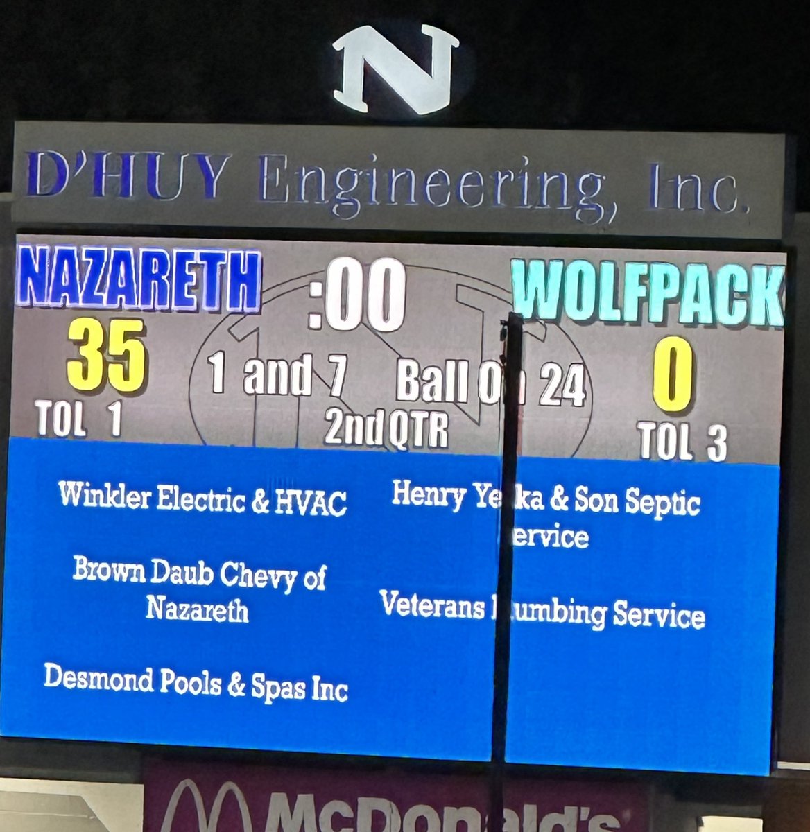 Nazareth 35 - Wilks Barre 0 at the half. 🔵🦅🏈💪🏼💪🏼