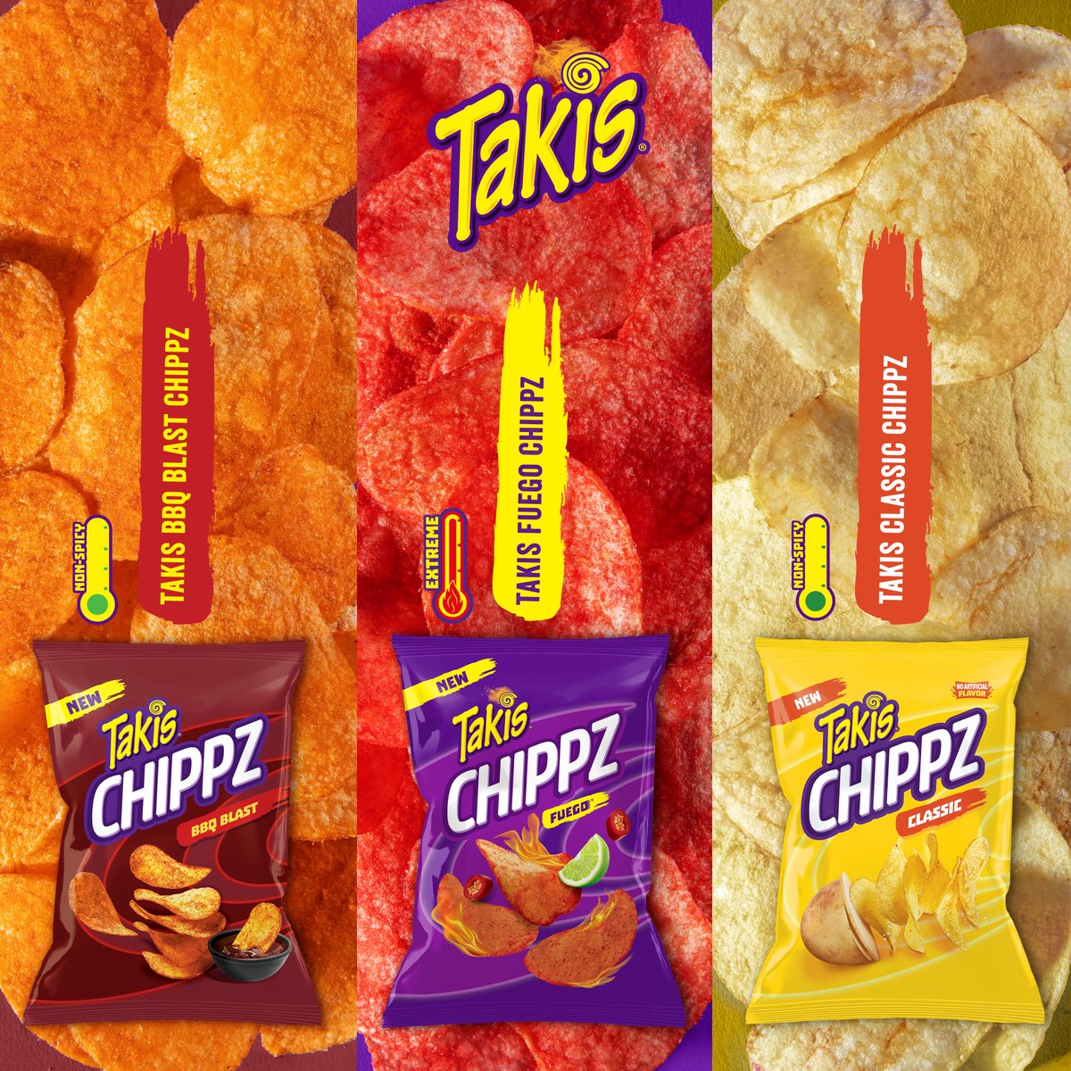 We’ve added two new members to the Takis
Chippz Family: BBQ Blast and Classic 😋 Tag someone
who hasn’t tried these! #Takis #TakisChippz #BBQ #Fuego