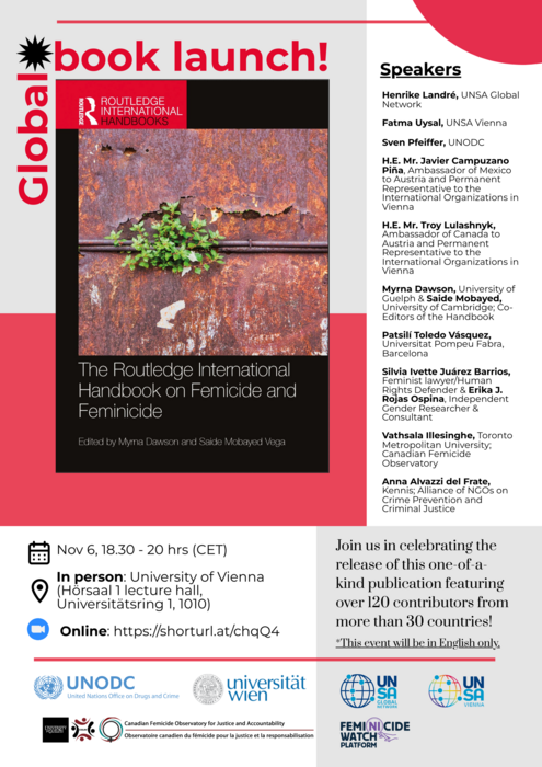DawsonMyrna's tweet photo. As @Saidezork and I prepare for the global book launch (👇) of The Routledge International Handbook of #Femicide and #Feminicide (https://t.co/VDFwWUuYgV)...
...a huge shout-out to #CSSLRV team who supported our work, esp. @HaleakalaAngus, @amitxhell99 @AngelikaZecha. https://t.co/iZEZ4DB0FB