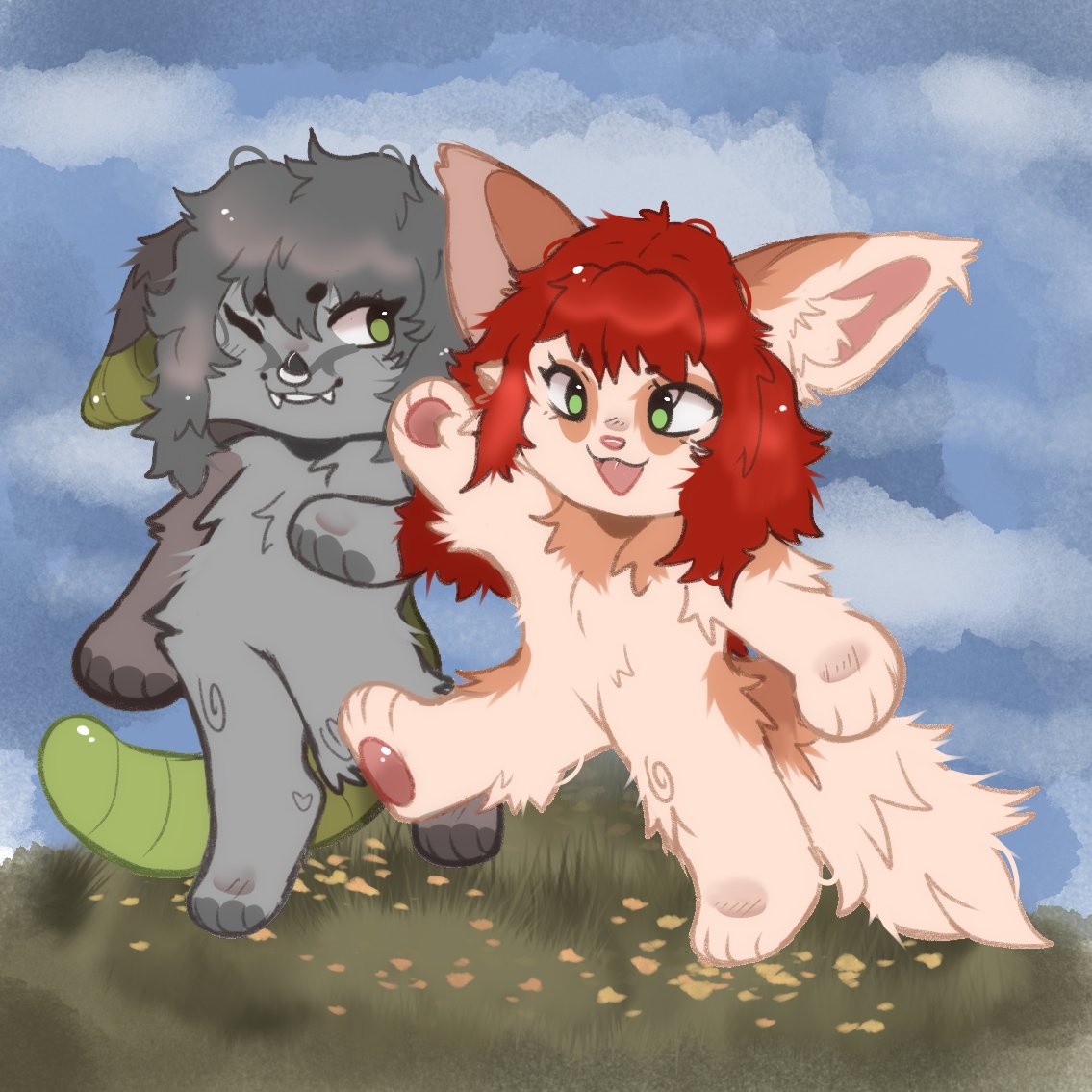 TitsueOpossum's tweet image. YOOO! Check out this commission my sister got by @TeaSprouts  ! It's so cute!!!! It's of my sona Titsue and my sister's sona Sylvie!  AHHH! Go check them out! They've got some sales on their commissions. B)