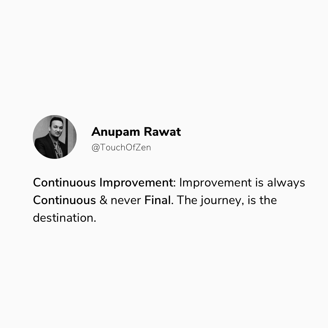 touchofzen's tweet photo. Leaders inspire people to strive for Continuous Improvement.
-
The Japanese call this KaiZen.
-
Who were the mentors in your life who inspired you to become better everyday?
-
#continuousimprovement, #leadership, #kaizen, #learningjourney, #strivingforexcellence, #betteryourself https://t.co/l3q2RRg2Jm