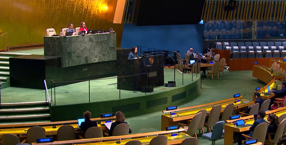 CyprusinUN's tweet photo. #UNGA 10th Emergency Special Session on the situation in the #MiddleEast: 🇨🇾 called for respect of #IL &amp; #IHL, release of hostages, warned on risk of regional escalation, underlined need for sustained #HumanitarianAid &amp; readiness to establish maritime humanitarian corridor. https://t.co/IicmKcCRUm