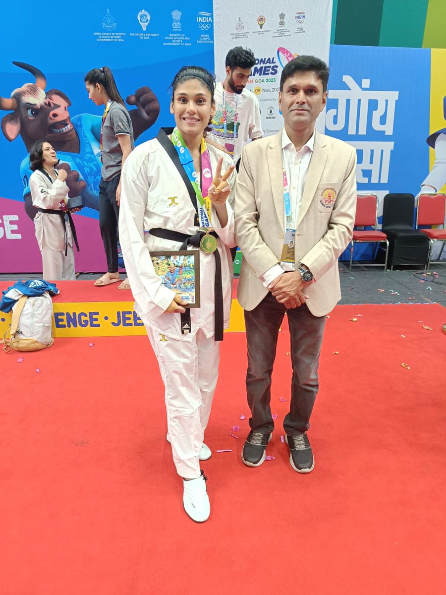 NavinRaikar's tweet photo. Anand and Rodali strike Gold, while Saravana secures Silver from Goa in the #Taekwondo Championship at the 37th @Nat_Games_Goa. Wishing them all the best.

#NationalGames #TeamGoa https://t.co/UHit0mZzYX