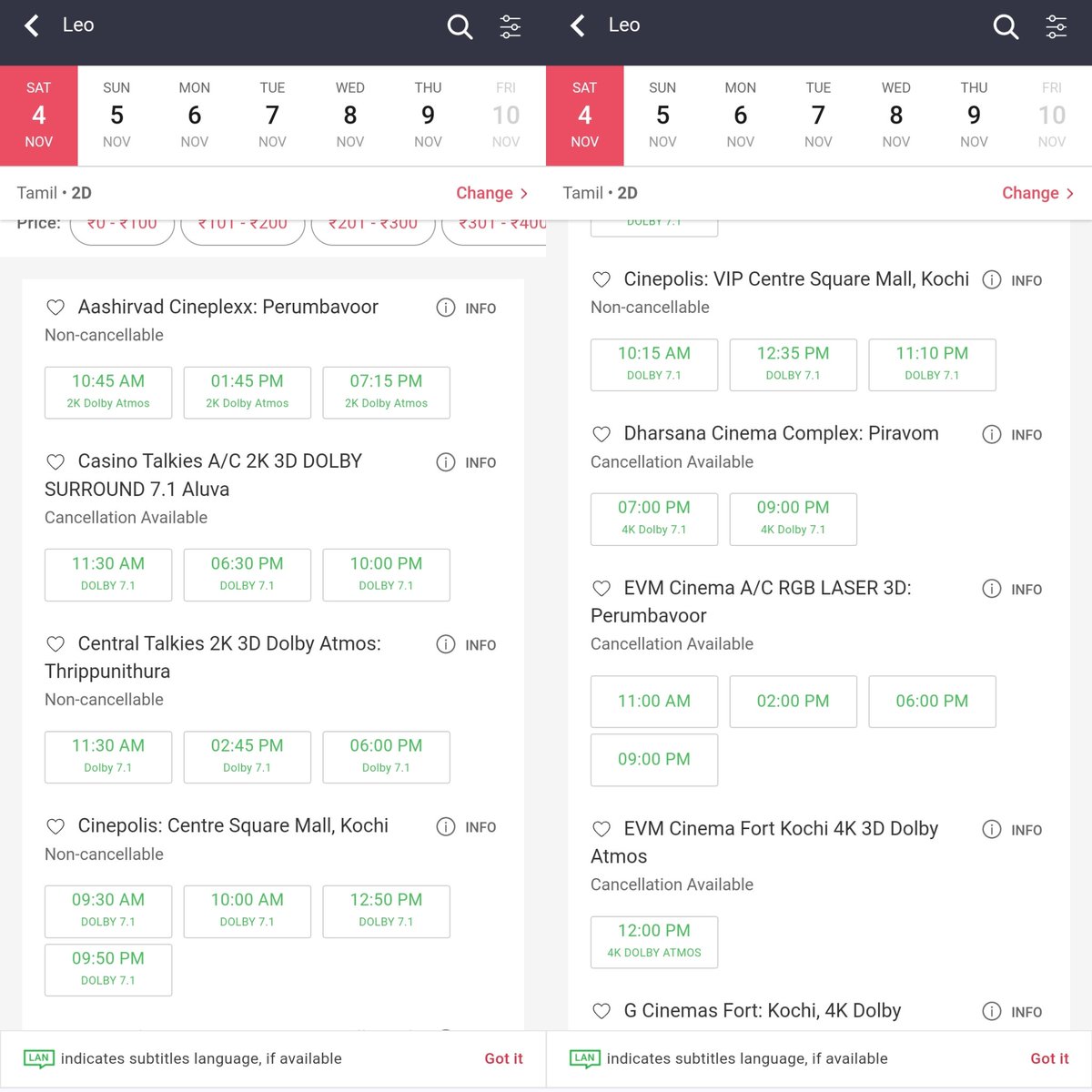 saniyansak34420's tweet photo. Nov 4 th - 🟢
Weekend means few will start vadai to Kerala BO😃
Leo is complete washout post first weekend in Kerala. Whatever numbers comes out of Kerala divide➗ by 2 you will get actual Box office Numbers😃
#LeoScam #LeoDisaster
#Fraud7ScreenStudios #LeoGreenRevolution https://t.co/2IzGJBIYfC