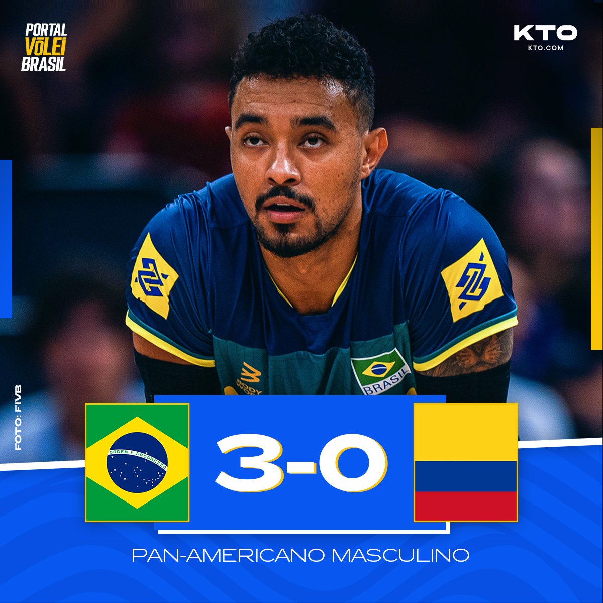 portal_volei's tweet photo. ✅ FIM DE JOGO!

🏐 🇧🇷 BRASIL 3x0 COLÔMBIA 🇨🇴
➡️ (26x24, 25x18, 25x15)
🏆 Pan-Americano Masculino https://t.co/bZ5h2K8w1G