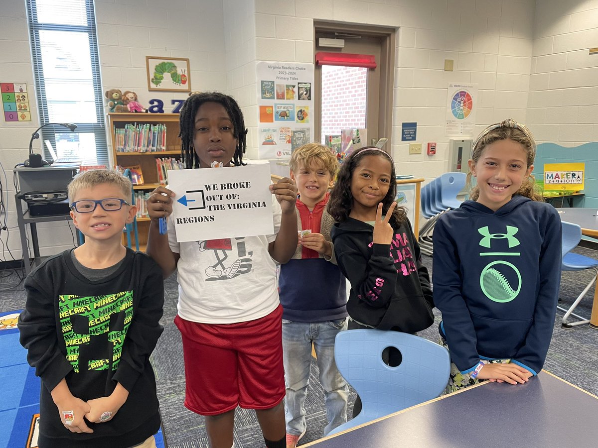 4th graders <a href="/MalibuESVB/">Malibu Elementary</a> breakout by using their knowledge of Virginia regions.  <a href="/CJScarcelli/">Courtney Scarcelli</a> <a href="/ITSMalibuSurfer/">Mrs. Dana Hand</a> <a href="/cwhinsch/">Charlie Hinsch</a>
