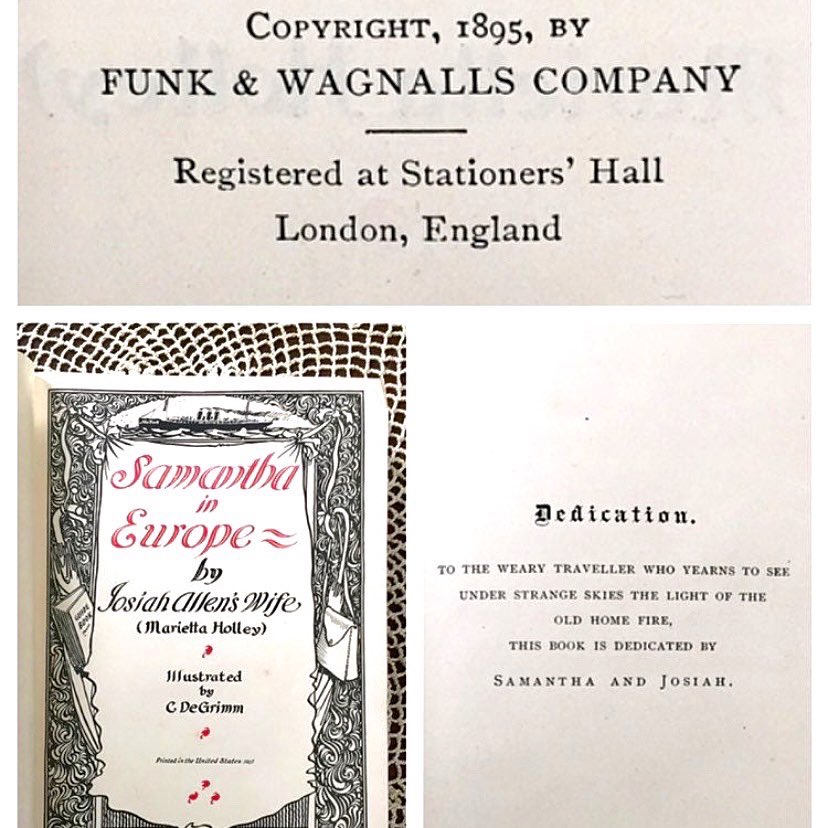 TheEternalMuse's tweet photo. Antique ~Samantha in
Europe by Josiah Allen's Wife Pen Name of Marietta Holley 😉https://t.co/JlvSlcZbzr 📚
#etsy #vintageetsy #vintagebooks #etsybooks #antiquebooks #19thcentury #19thcenturyliterature #humorist #SamanthaInEurope #vintageforsale #giftideas #uniquegiftidea https://t.co/644fqHVfcb