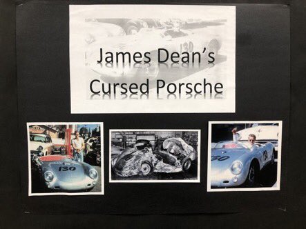 Ask your child about the numerous connections to James Dean’s ‘cursed’ Porsche and John Carpenter’s movie version of <a href="/StephenKing/">Stephen King</a>’s novel Christine. Amazing coincidences.