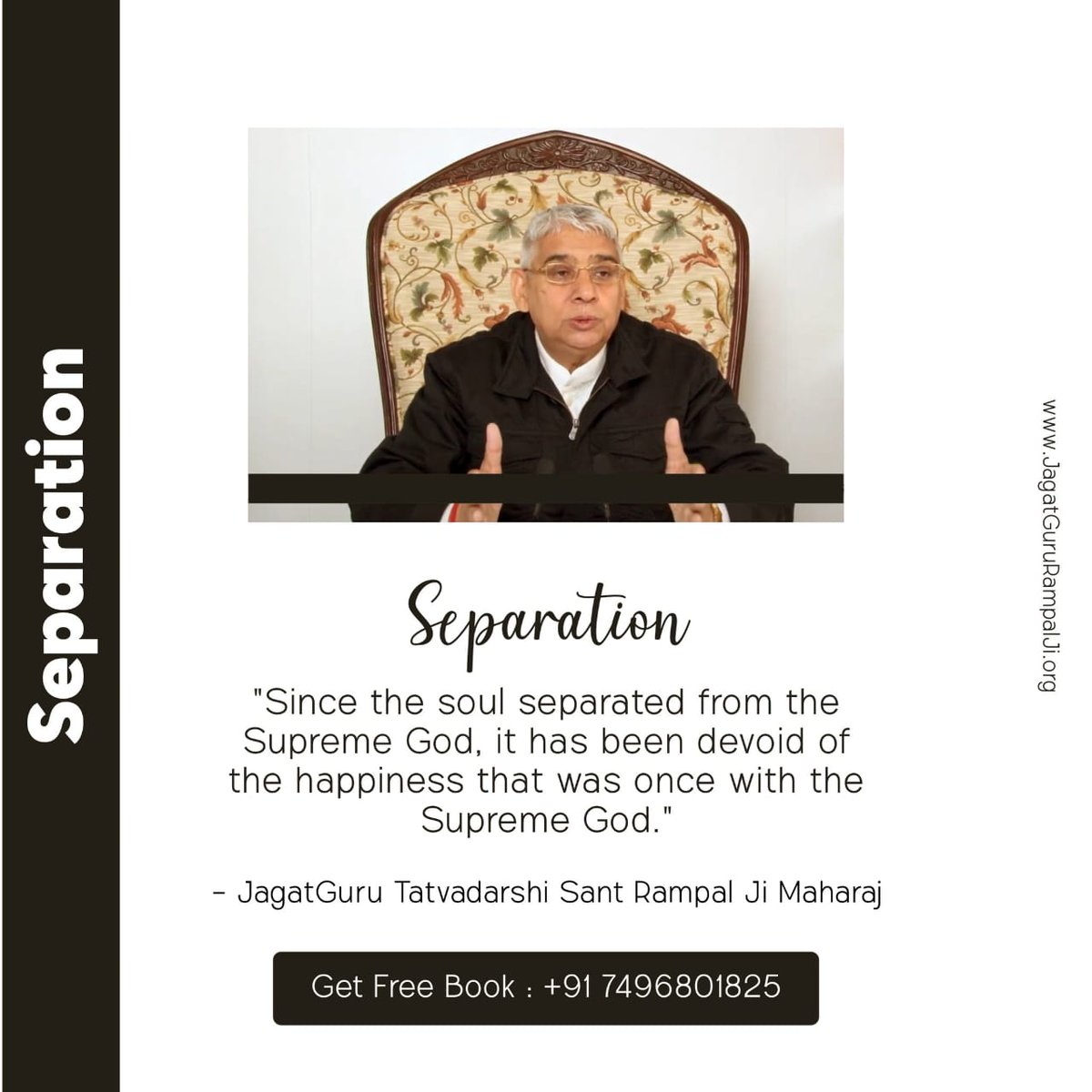 #GodMorningSaturday
#GodMorningSaturday 
Separation
"Since the soul separated from the Supreme God, it has been devoid of the happiness that was once with the Supreme God."
📚Learn Amazing Secrets In The Holy Book "Gyan Ganga"