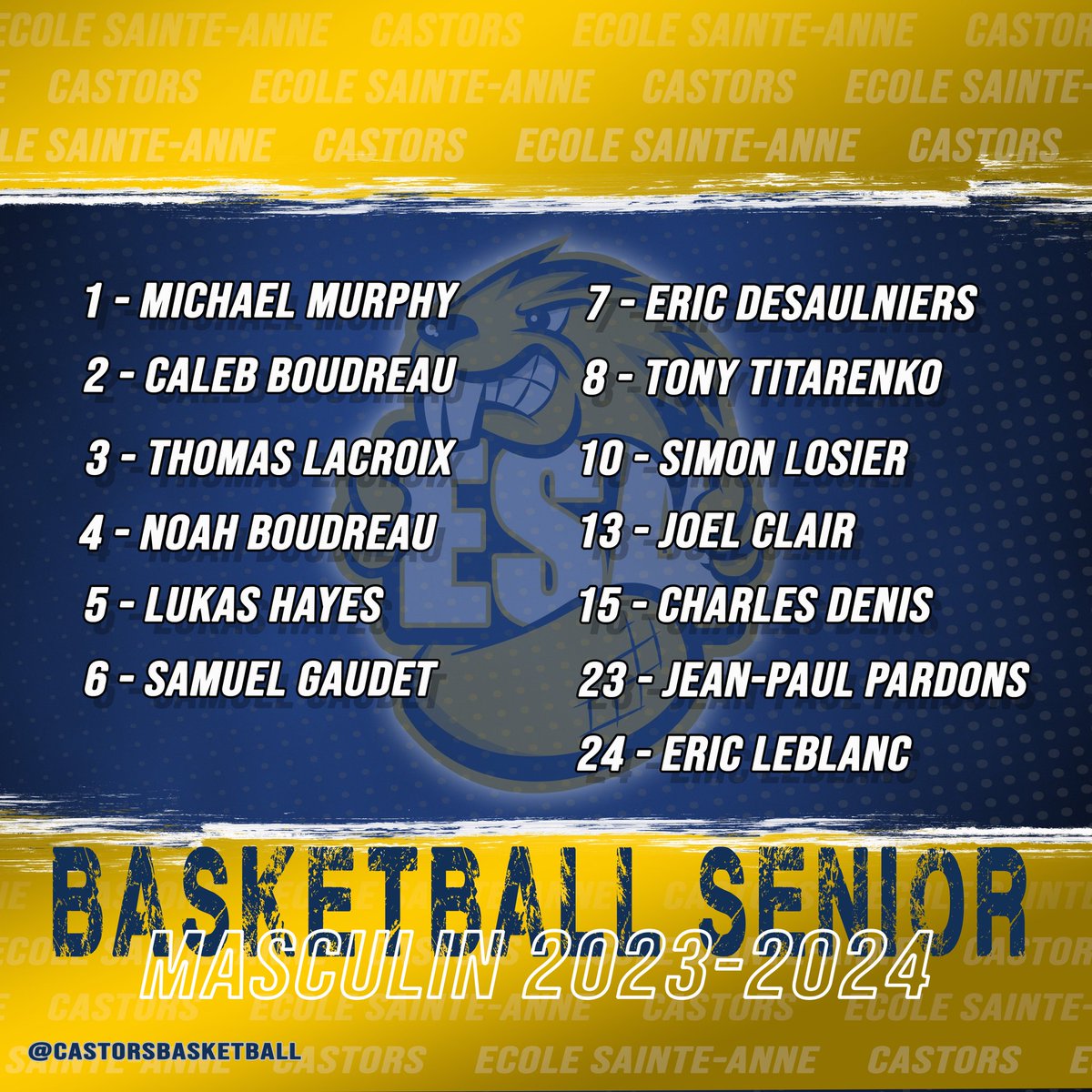 Voici nos Castors pour la saison 2023-24. 
#gocastors