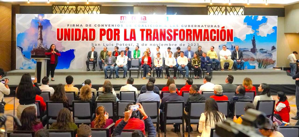 Citlalli Hernández Mora (@citlahm) on Twitter photo Alcanzamos a nuestra Coordinadora Nacional, la Doctora <a href="/Claudiashein/">Claudia Sheinbaum Pardo</a> en su gira por San Luis Potosí.
Fue la testiga de honor de la firma del convenio de coalición a las gubernaturas de Jalisco, Ciudad de México, Tabasco y Yucatán.
Gracias al <a href="/PTnacionalMX/">Partido del Trabajo México</a>, al <a href="/partidoverdemex/">Partido Verde</a> y Alcanzamos a nuestra Coordinadora Nacional, la Doctora <a href="/Claudiashein/">Claudia Sheinbaum Pardo</a> en su gira por San Luis Potosí.
Fue la testiga de honor de la firma del convenio de coalición a las gubernaturas de Jalisco, Ciudad de México, Tabasco y Yucatán.
Gracias al <a href="/PTnacionalMX/">Partido del Trabajo México</a>, al <a href="/partidoverdemex/">Partido Verde</a> y