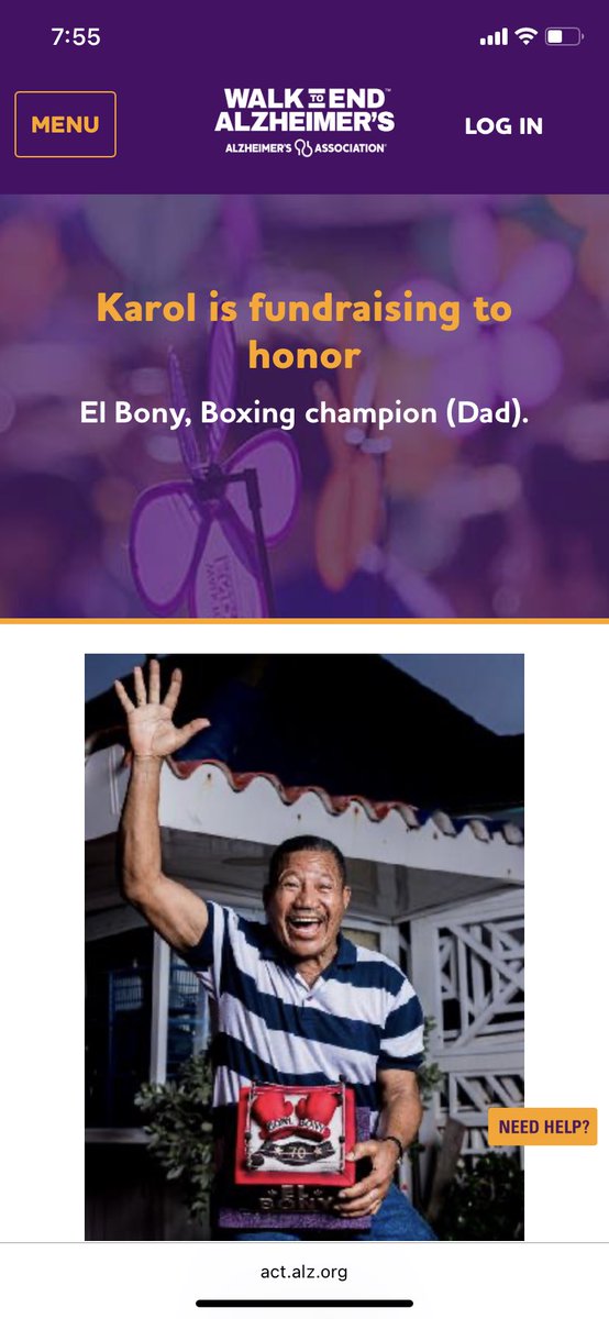 I walk for the strongest and lovely person in the world, my Dad #endalzheimers #kioscoelbony #elbony #boxing @alzassociation 

My motivation #ENT

Donations ⬇️
act.alz.org/site/TR?fr_id=…