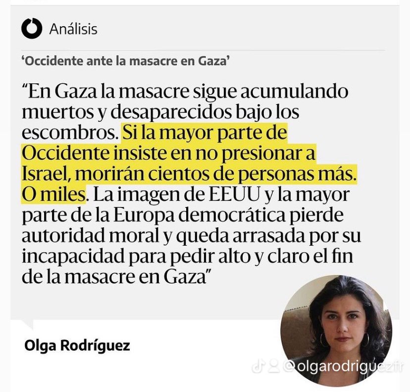 olgarodriguezfr's tweet photo. ✍️ La masacre en Gaza condiciona el futuro orden internacional.

Nada volverá a ser igual. O se garantizan los derechos y la ley internacional, o abismo 

Hoy Occidente está más solo ante la Historia

👉🏼 https://t.co/9xCo9dzMt5 https://t.co/snp4vhPE5D