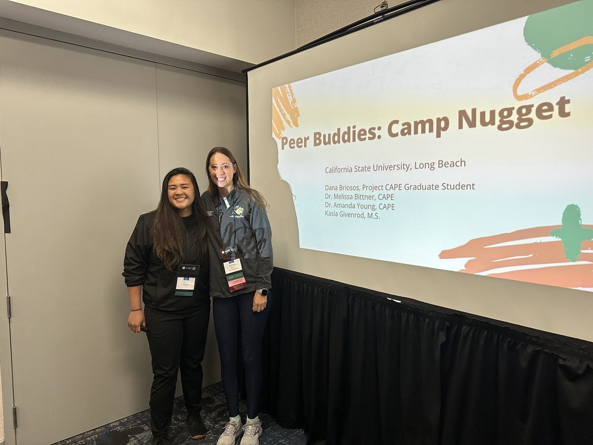 CSULB_APE's tweet photo. Our very own Long Beach State Project CAPE Scholar Dana Briosos presenting her capstone project! Dana's research is centered on peer buddies! Take a look! #NAPEC #CSULB https://t.co/Nv7f1rErvj