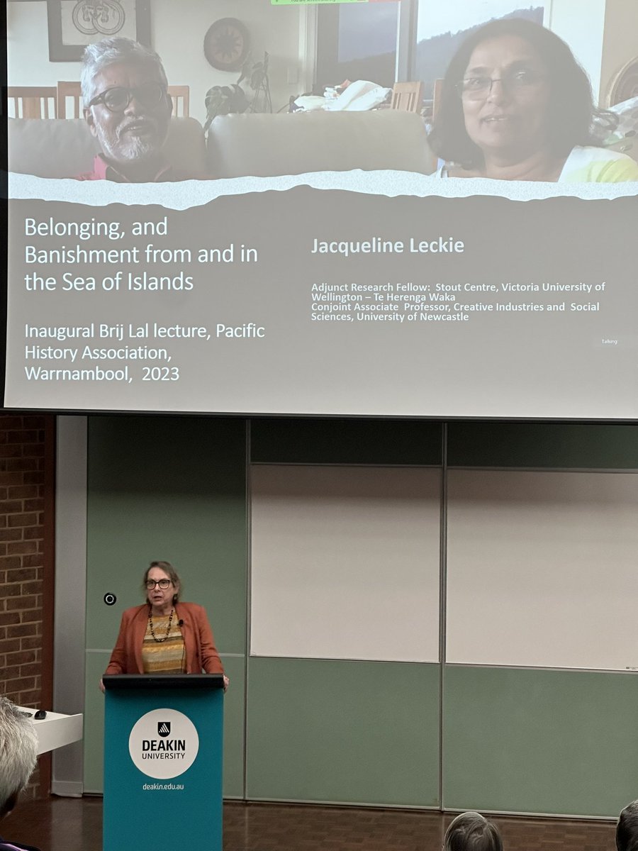 ArielaZibiah's tweet image. Associate Professor Jacquline Leckie, a giant in #PacificHistory &amp;amp; a lifelong friend is the inaugural speaker of the Brij Lal Lecture at the Pacific History Association Conference 2023 here @Deakin in the presence of Dr Padma &amp;amp; palwar. #PHA2023 #vasivikahistory 
#fijihistory