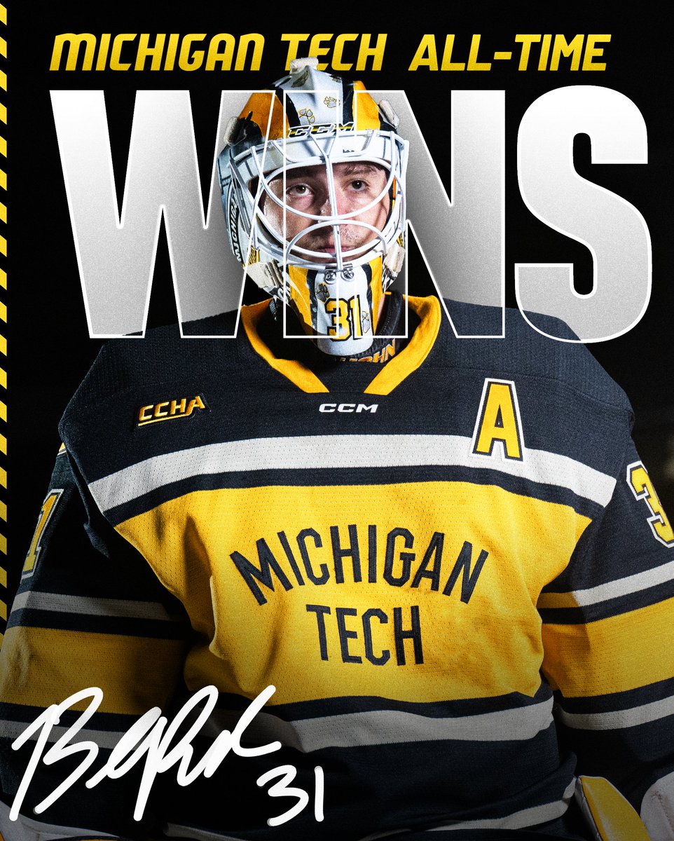 Blake Pietila now holds the Michigan Tech record after his 59th career win. #mtuhky #FollowTheHuskies