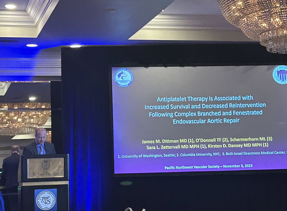 UW Vascular (@uwvascsurg) on Twitter photo Dr. Dittman presenting “Antiplatelet therapy is associated with increase survival and decrease intervention following complex branched and fenestrated endovascular aortic repair” at <a href="/PNWVS/">Pacific Northwest Vascular Society</a> annual meeting <a href="/JamesDittmanMD/">James Dittman MD</a> <a href="/uwmtap/">UW Multidisciplinary Thoracic Aortic Program</a> Dr. Dittman presenting “Antiplatelet therapy is associated with increase survival and decrease intervention following complex branched and fenestrated endovascular aortic repair” at <a href="/PNWVS/">Pacific Northwest Vascular Society</a> annual meeting <a href="/JamesDittmanMD/">James Dittman MD</a> <a href="/uwmtap/">UW Multidisciplinary Thoracic Aortic Program</a>