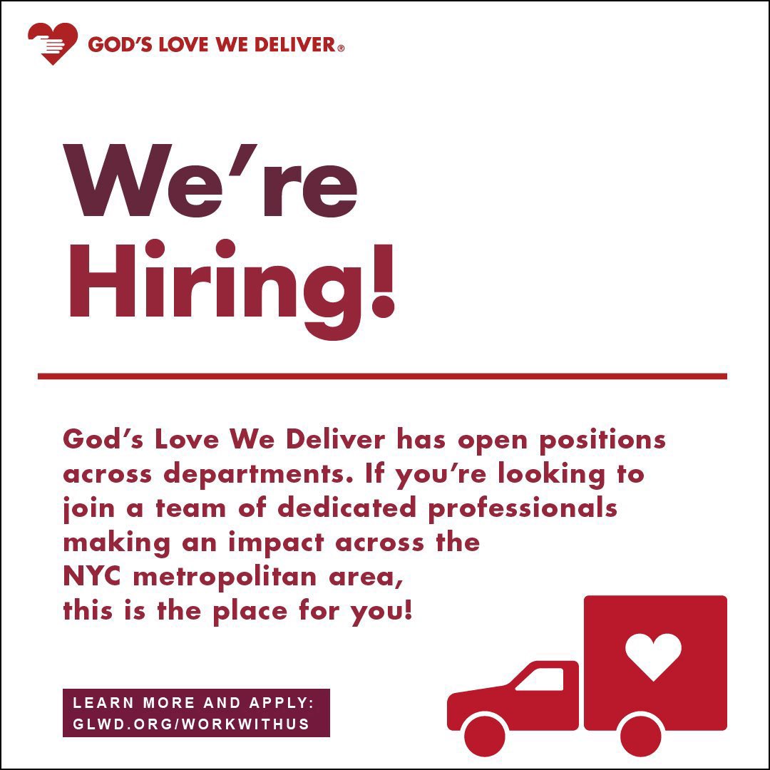 godslovenyc's tweet photo. 📢 We’re hiring! 📷 If you’re looking to join a team working to end food and nutrition insecurity for New Yorkers affected by severe and chronic illness, this is the place for you!  💻 https://t.co/A0yurBOsld https://t.co/QdzWa52XFS