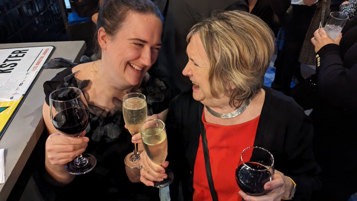 alastairmck's tweet photo. So who allowed these two to get a double round of drinks at the #TraverseCreatorAwards ? 🤣 https://t.co/SjGlVN7alc
