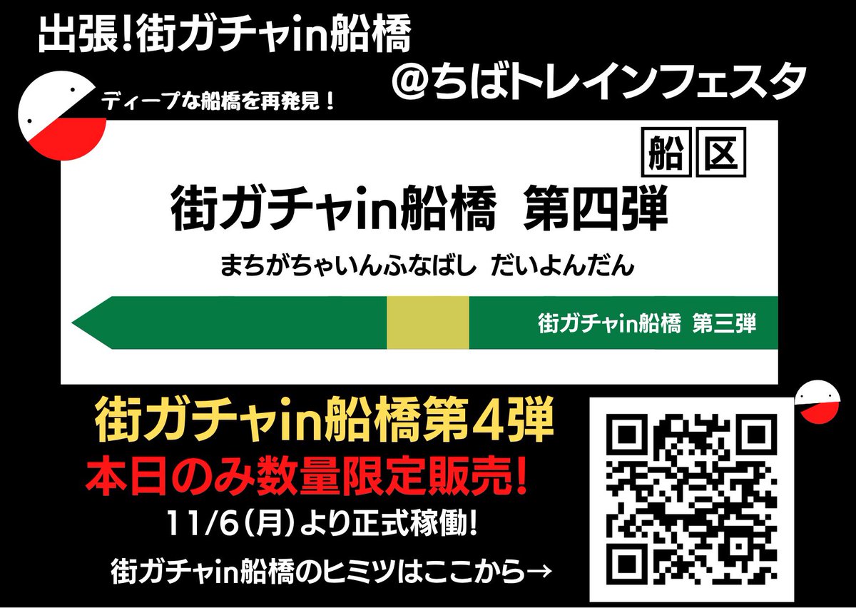 Funabashi_gacya's tweet photo. 今日は「ちばトレインフェスティバル」で出張街ガチャやってまーす！なんと第四弾の先行発売。ぱっかんもびっくり！
千葉市中央公園会場の #JR東日本千葉支社 ブースで展開中！
どんどん回してぱっかんしてください♪
＃街ガチャin船橋
＃ちばトレインフェスティバル https://t.co/QZV2qf64aP