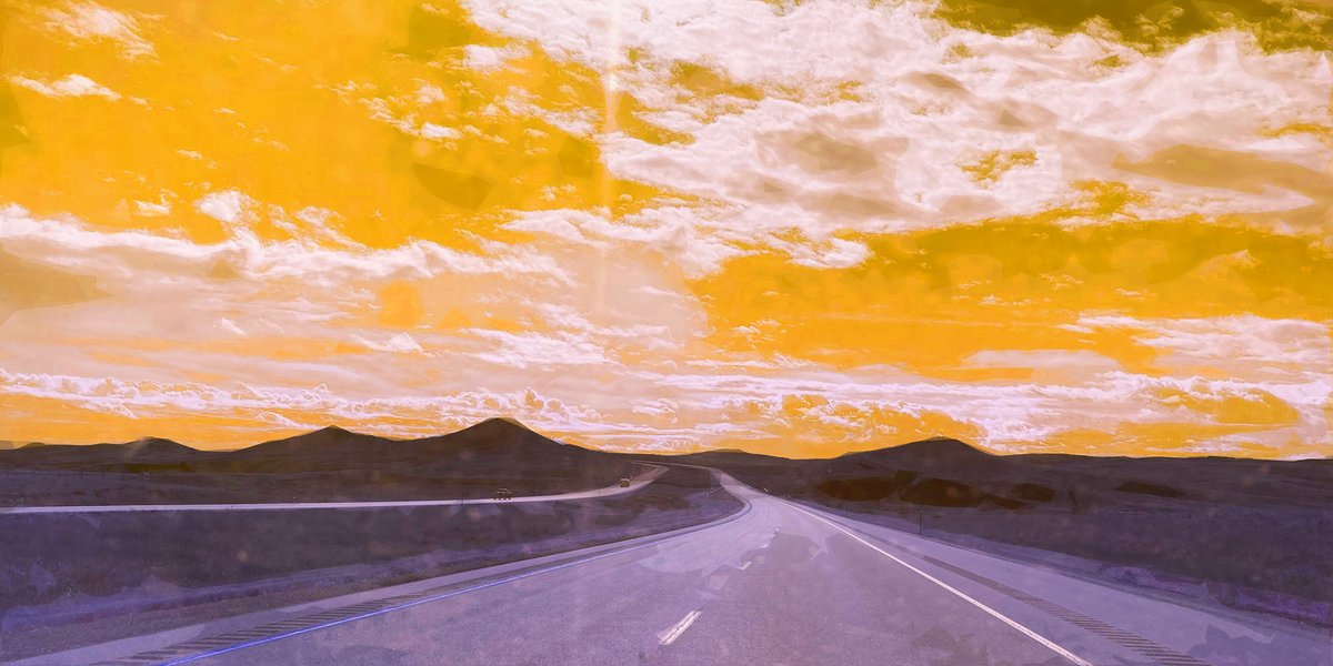 Kaycee, Wyoming. A quick snap through a scuzzy windshield and a little hue shift. Epic clouds today on the road!
