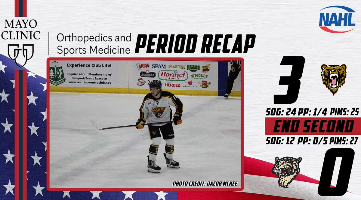 theaustinbruins's tweet photo. A big second period gives us a 3-0 lead after two here at Riverside! Austin Salani, Damon Furuseth, and Ocean Wallace lit the lamp in the middle frame.

#BearWitness 🐻 https://t.co/4HqQB79Ydj